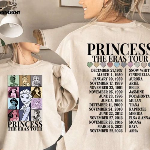 Princess Eras Tour Shirt – Disneyland Tee for Girls Elsa Princess Characters Perfect Birthday Gift