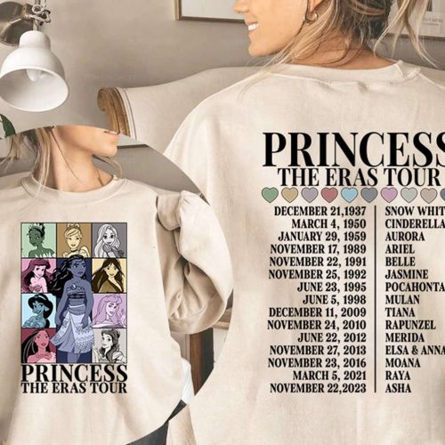 Disney Princess Eras Tour Shirt Girl Trip Tee Moana Character Birthday Gift