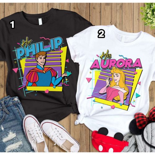 Retro 90s Sleeping Beauty Couple Shirt His Aurora And Her Philip Disneyland Valentine s Day Shirt