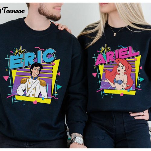 Retro 90s Little Mermaid Couple Shirt: His Ariel & Her Eric Disneyland Valentines Day Shirt