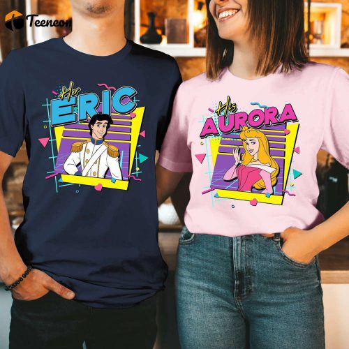 Retro 90s Little Mermaid His Ariel & Her Eric Shirt 2024 Couples Valentine s T-Shirt Disneyland Vacation Tee