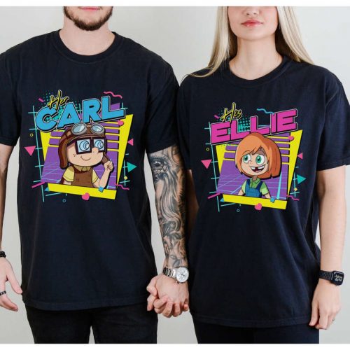 Retro 90s Up Movie Couple Shirt: Her Carl His Ellie Disneyland Valentines Day Tee