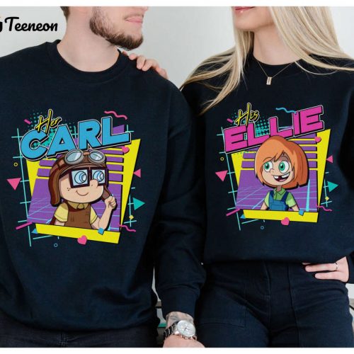 Retro 90s Up Movie Couple Shirt: Her Carl His Ellie Disneyland Valentines Day Tee