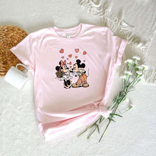 Retro Cartoon Shirt for Valentines Day Mickey and Minnie Disney Couple Shirt Honeymoon Be My Valentine Mickey Love Shirt – Shop Now!