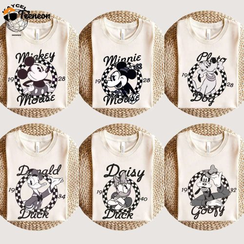 Retro Disney Classic Mickey And Friends Shirt Disney Trip 2024 Birthday & Family Matching Shirts Disneyworld Family Shirts