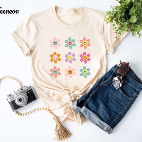 Retro Flower Grid Shirt – Groovy & Trendy Teacher Appreciation Gift for Back to School