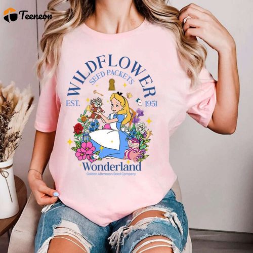 Retro Golden Afternoon Alice Shirt Disney Epcot Flower Garden 2024 Alice in Wonderland Wildflower Princess Tees