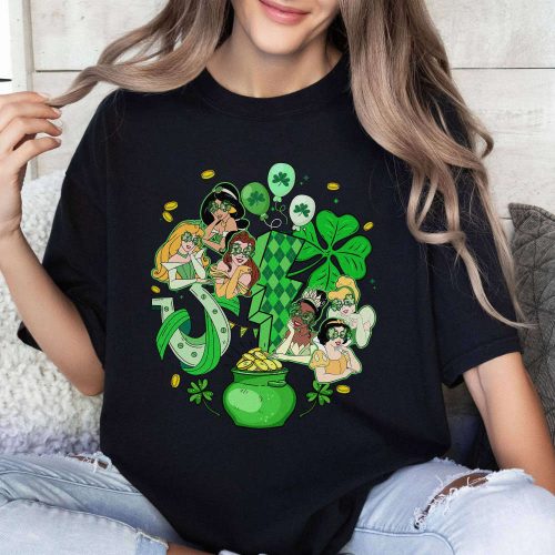 Retro Princess St Patrick Day Shirt Disneyland & Lucky Shamrock Shirt