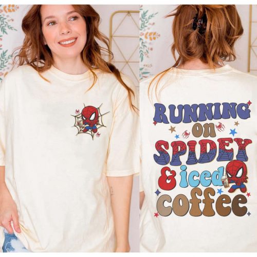 Spidey and His Amazing Friends Birthday Shirt Running on Spidey and Iced Coffee Spider Man & Spider Gwen