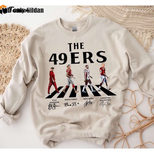 Vintage 49er Football Sweatshirt with Abbey Road Signatures: Kyle Shanahan Brock Purdy Nick Bosa Christian McCaffrey