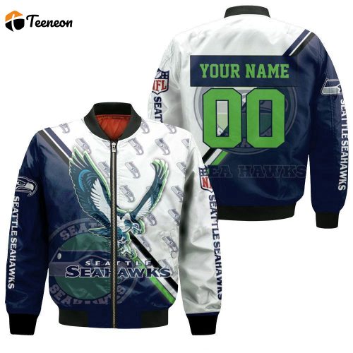 Seattle Seahawks Logo For Fans Personalized Bomber Jacket  – Gift for Men Women