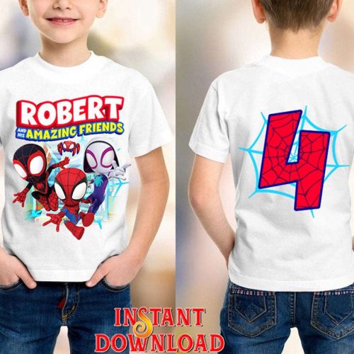 Personalized Spiderman Birthday Png Spidey & Friends Gift Shirt