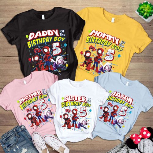 Spiderman Inspired Toddler Tee: Spidey & Friends Birthday Shirt for Superhero Family