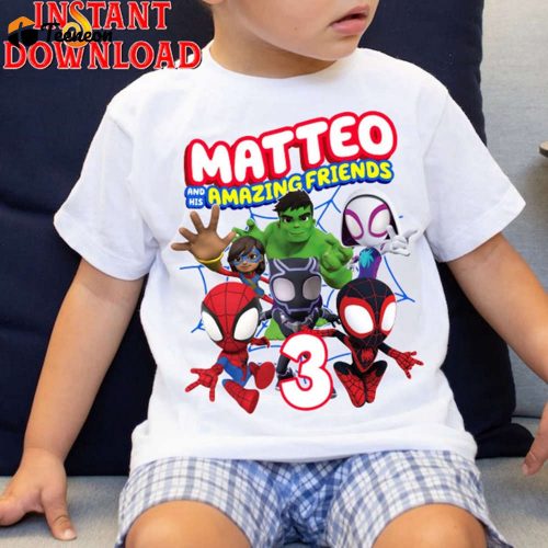 Spidey Superhero Birthday Shirt & PNG: Custom Family Png Amazing Friends Design Instant Download