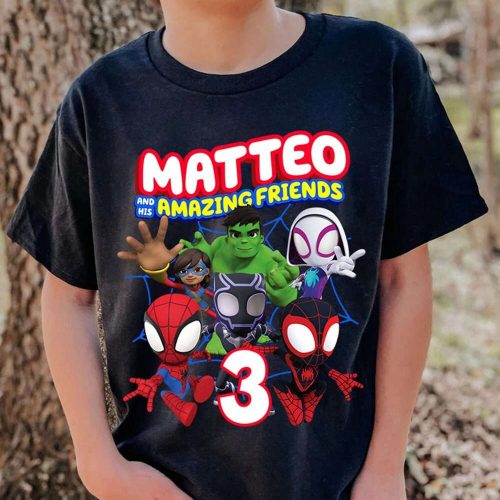 Spidey Superhero Birthday Shirt Set: Custom Family Shirts + Amazing Friends Design