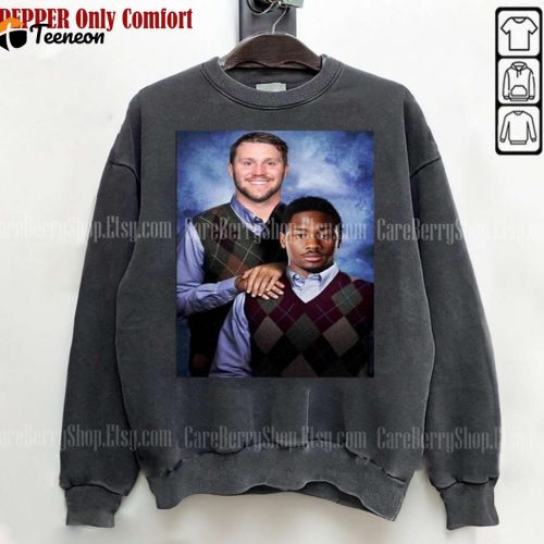 Step Brothers Josh Allen & Stefon Diggs Sweatshirt – Vintage Buffalo Football Crewneck Great Gift for Buffalo Fans