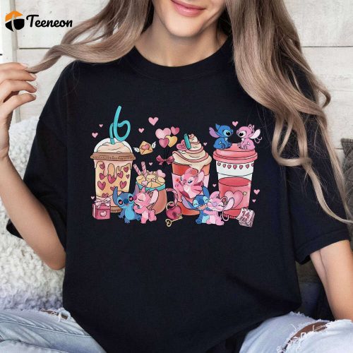 Stitch & Angel Valentine Coffee Shirt – Couple Matching Disneyland Shirt