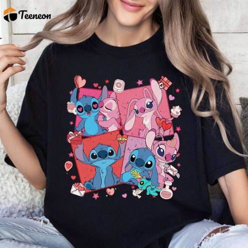 Disney Stitch and Angel Valentine Couple Shirt – Matching Disneyland & Disneyworld Magic Kingdom Day Shirt