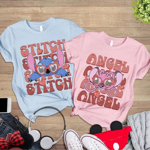 Stitch Angel Couple Shirts – Valentine s Honeymoon Disneyland Anniversary Gifts