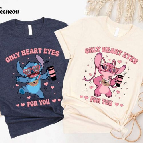 Stitch Angel Couple Valentine Shirt Heart Eyes For You Disneyland Sweatshirt