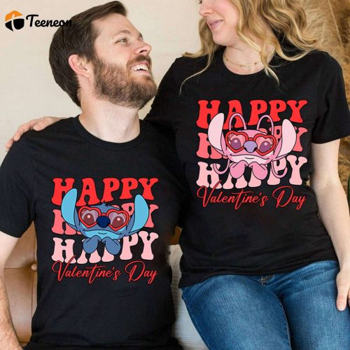 Stitch Angel Valentines Shirt: Happy Valentine s Day Tee Couples Anniversary & Disneyland Couple Shirt