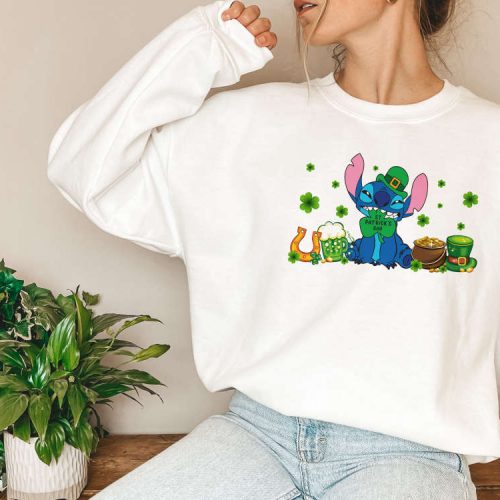 Stitch Shamrock T-shirt: Four Leaf Clover Tee for St Patrick s Day Irish Disney Shirt Funny & Drinking Shirt Celebrate Irish Day with a Unique Stitch Design!