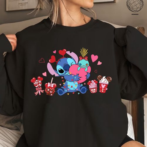 Valentine Snacks Stitch Shirt – Disney Valentine s Day Sweatshirt