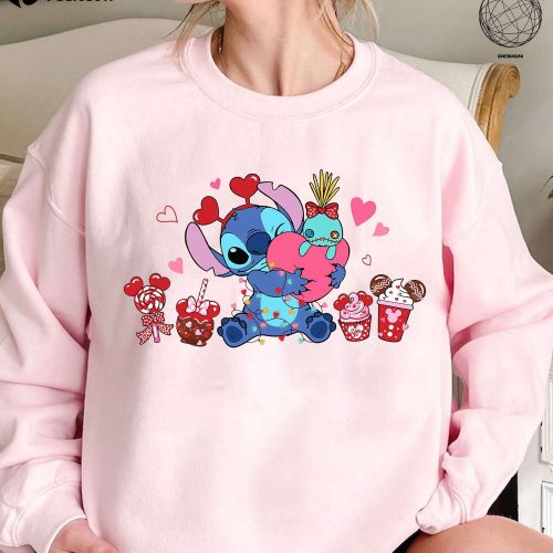 Valentine Snacks Stitch Shirt – Disney Valentine s Day Sweatshirt