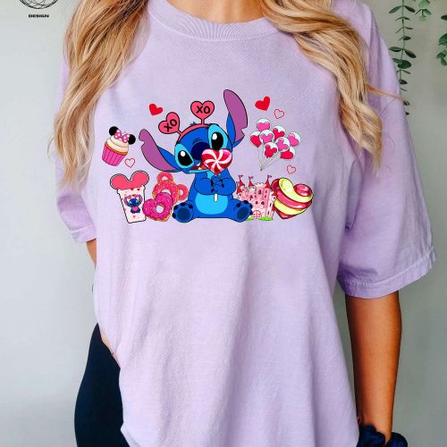 Stitch Valentine Tshirt Disneyland Snacks Couple Shirt for Valentine s Day