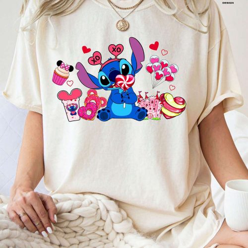 Stitch Valentine Tshirt Disneyland Snacks Couple Shirt for Valentine s Day