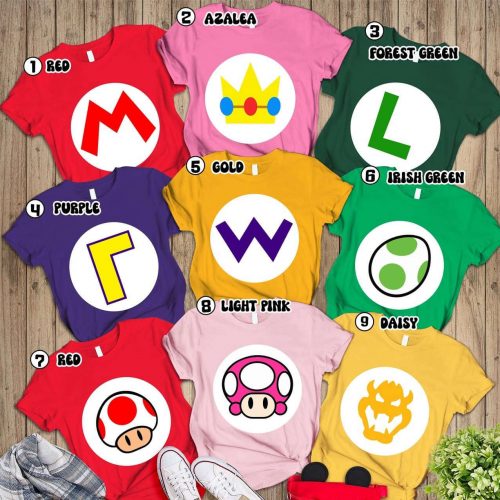 Super Mario Costume Shirt Mario & Friends Inspired Group Tshirt Fun Couple Cosplay Mario Gift