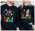 Super Mario Couple Shirt Valentines Day Tee with Princess Peach His Hero Her Princess Matching Valentine s Day Tee