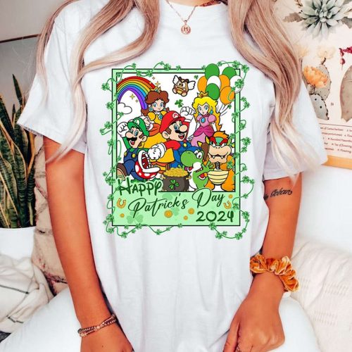 Super Mario St Patrick s Day T-Shirt Happy St Patricks Day Disneyland Friends