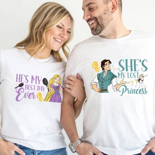 Tangled Couples Shirt: Rapunzel Princess Tee Best Day Ever; Disneyland Matching Tee Valentines Gift