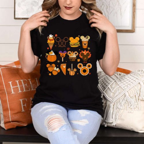 Thanksgiving T-shirt: Funny Fall Shirt Cute Disney Mickey Mouse Design – Perfect Gift for Her & Kids Grateful & Happy Thanksgiving Attire