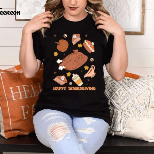 Get into the Thanksgiving Spirit with a Happy & Funny Fall T-shirt – Perfect for Thanksgiving Dinner! Show Gratitude with our Turkey Day Shirt and Unique Turkey Peace Sign Design – Great Gift for Her!