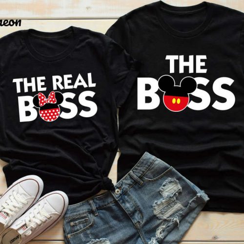 Disney Couple Shirts: The Boss And The Real Boss Mickey And Minnie Matching Tee – Family Disney T-Shirt