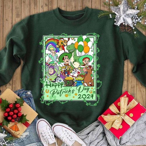 Toy Story St Patrick s Day Shirt – Character Tee with Irish Shamrock Disneyland Holiday Family 2024