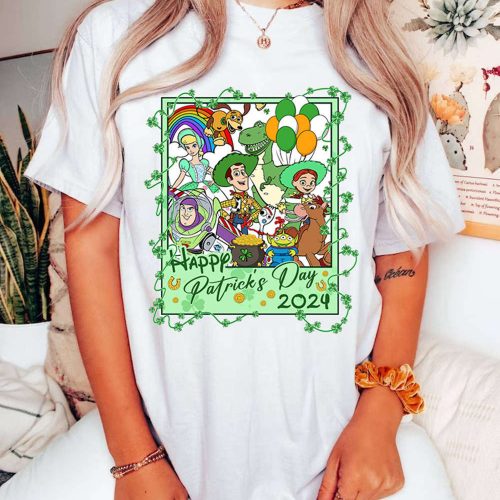 Toy Story St Patrick s Day Shirt – Character Tee with Irish Shamrock Disneyland Holiday Family 2024