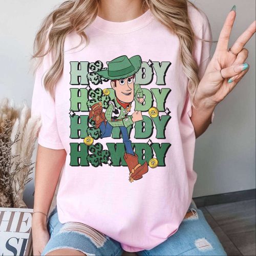 Toy Story Woody St Patrick s Day Shirt – Howdy Shamrock Woody Buzz Jessie Forky Slinky Shirt: Disneyland Family Trip