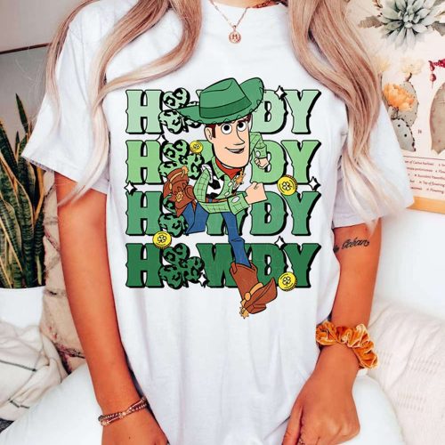 Toy Story Woody St Patrick s Day Shirt – Howdy Shamrock Woody Buzz Jessie Forky Slinky Shirt: Disneyland Family Trip