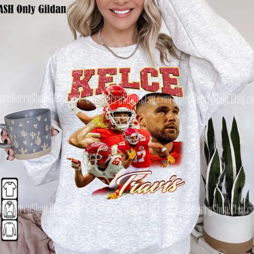 Vintage Travis Kelce 90s Football Shirt: American Football Tee & Sweatshirt for Fans