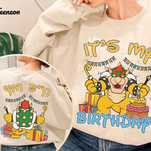 Two-Sided Bowser Birthday Shirt: Mario Boy & Family Super Mario Theme Bowser Design