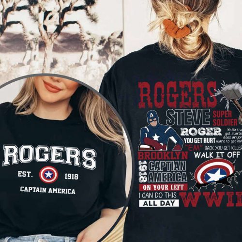 Captain America 1918 Shirt: Two-Sided Steve Rogers Superhero Tee Avengers Team Avengers Assemble