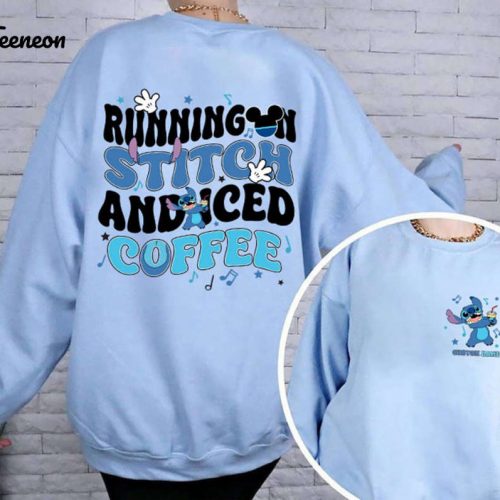 Stitch Coffee Shirt: Two-Sided Disneyland Running & Iced Coffee Shirt for Disneyworld Family Vacation & Magic Kingdom