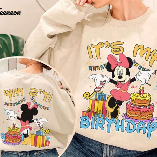 Double-Sided Minnie Mouse Birthday Shirt for Kids & Family – Disneyland Birthday Girl Shirt with Disney Theme