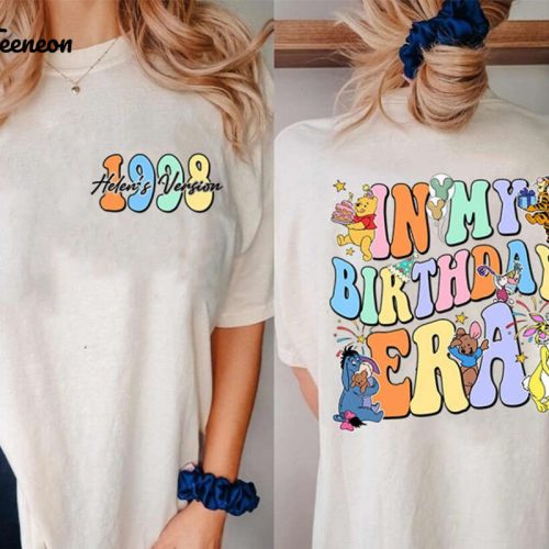 Custom Two-Sided Personalized Winnie The Pooh Birthday Tee Name & Year Birthday s Version Shirt