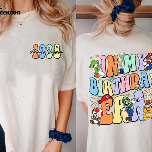 Customized Super Mario Birthday Shirt Personalized Two-Sided Tee with Name & Year Mario Friends Kids Tee