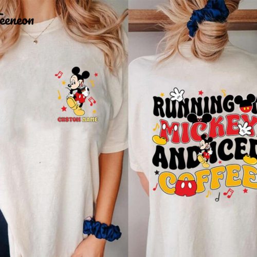 Mickey Mouse Coffee Lovers Shirt – Two-sided Running on Mickey and Iced Coffee DisneyTrip 2024