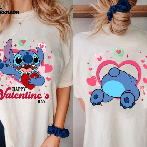 Disneyland Stitch Angel & Balloon Valentine Couple Shirt for Valentine s Day